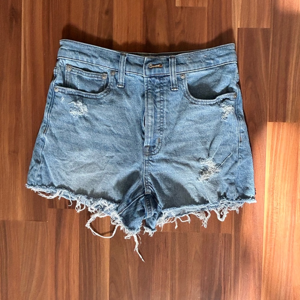 Madewell High-Rise Light Wash Distressed Shorts